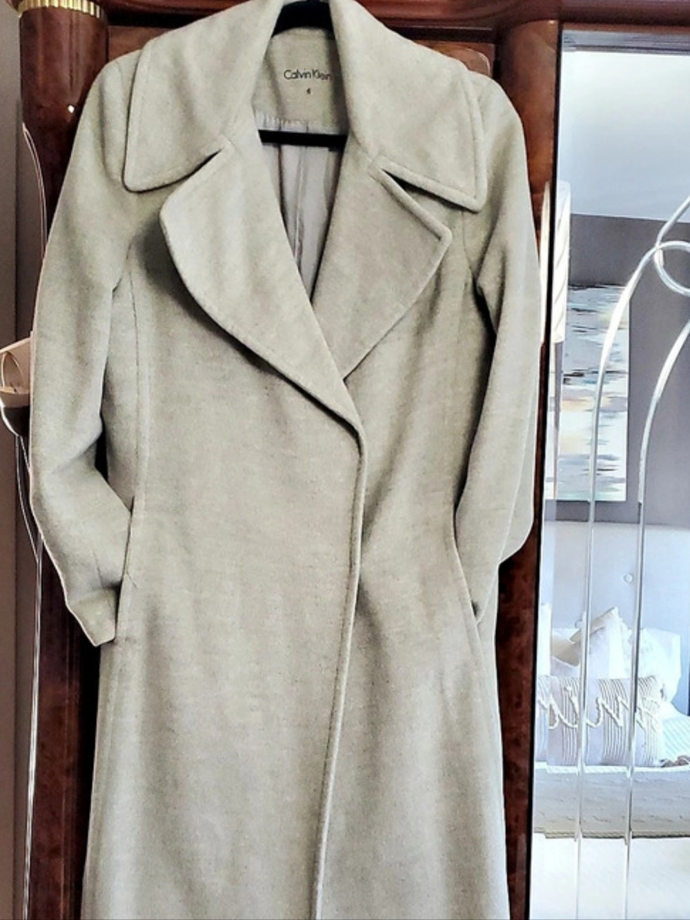 Calvin Klein Wool Blend Coat in Gray Size 6